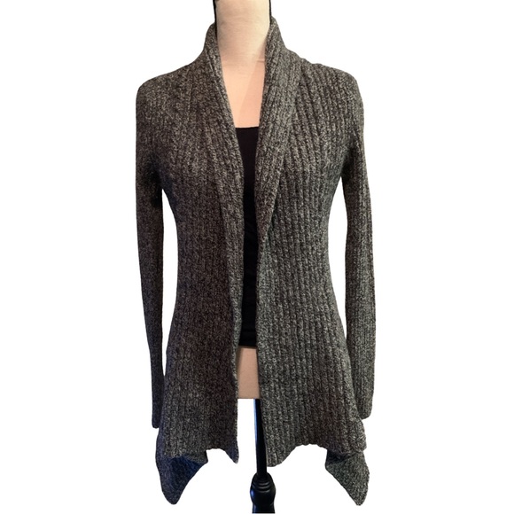 Anthropologie Sweaters - Anthropologie Canary Graceful Points Gray Open Front Wool Cardigan Sweater Small
